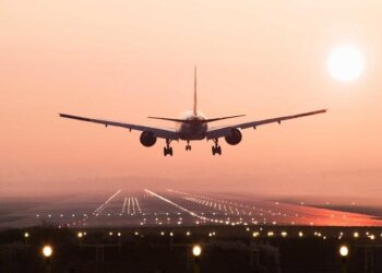 Aircraft landing on runway