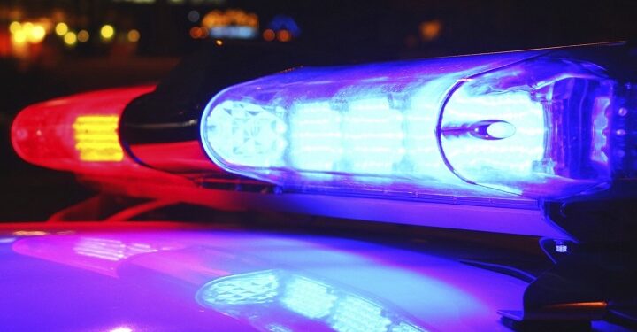 Police lights by night