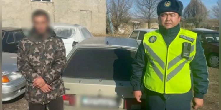 Водителя с подложными номерами задержала полиция на трассе в Туркестанской области