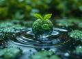 a water droplet with a plant growing on top of it, Сохраняя воду для будущих поколений: инициативы бизнеса в области водосбережения